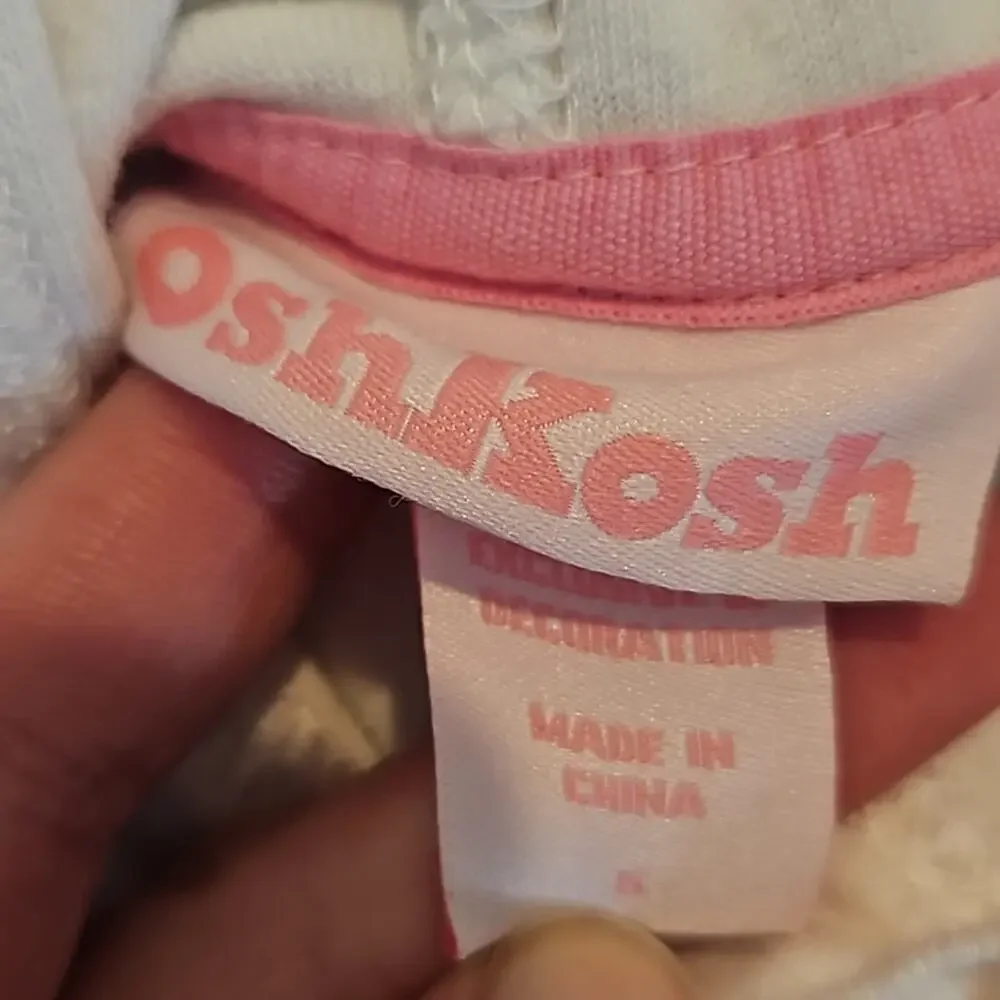 OshKosh Girls White Hooded Terry Short Sleeve Swim Coverup Girls size 5